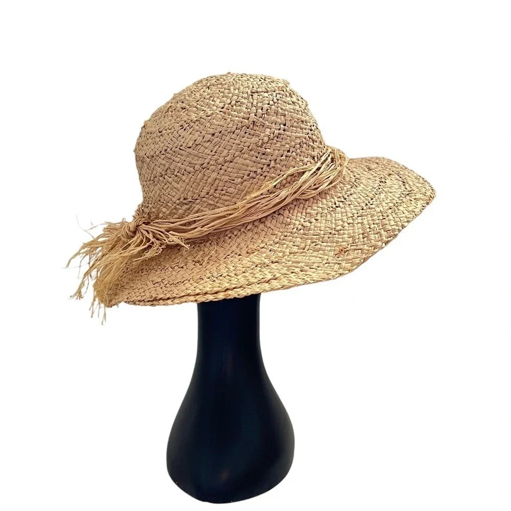 Grevi Mode Firenze Italy Tan 100% Straw Sun Summer Hat‎